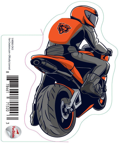 Fan Creations Decal Chicago Bears 3in Decal Person on Motorcycle