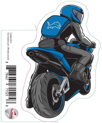 Fan Creations Decal Detroit Lions 3in Decal Person on Motorcycle