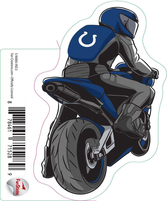 Fan Creations Decal Indianapolis Colts 3in Decal Person on Motorcycle