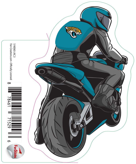 Fan Creations Decal Jacksonville Jaguars 3in Decal Person on Motorcycle