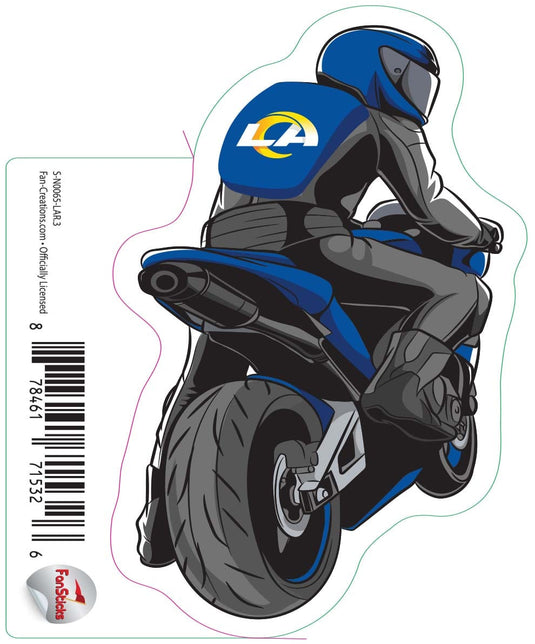 Fan Creations Decal Los Angeles Rams 3in Decal Person on Motorcycle