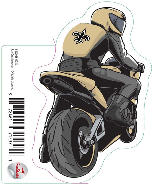 Fan Creations Decal New Orleans Saints 3in Decal Person on Motorcycle