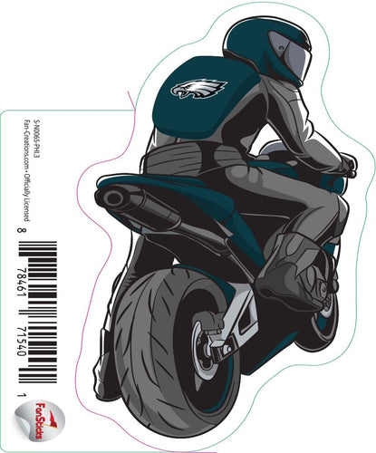 Fan Creations Decal Philadelphia Eagles 3in Decal Person on Motorcycle