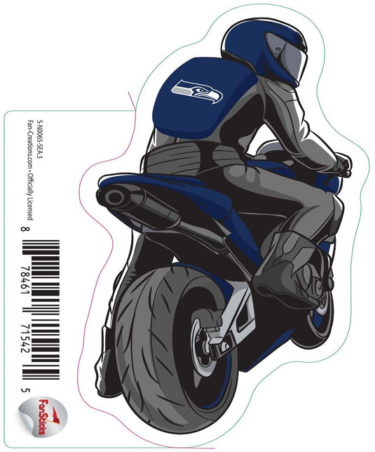 Fan Creations Decal Seattle Seahawks 3in Decal - Person on Motorcycle