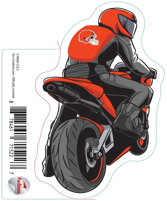 Fan Creations Decal Cleveland Browns 3in Decal Person on Motorcycle