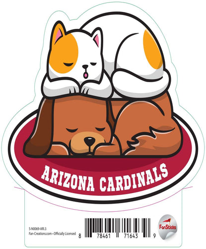 Fan Creations Decal Arizona Cardinals 3in Decal Cat & Dog Napping