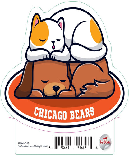 Fan Creations Decal Chicago Bears 3in Decal Cat & Dog Napping