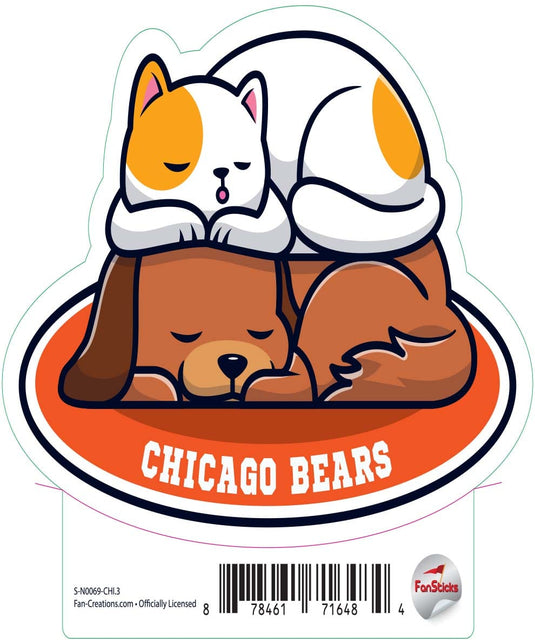 Fan Creations Decal Chicago Bears 3in Decal Cat & Dog Napping