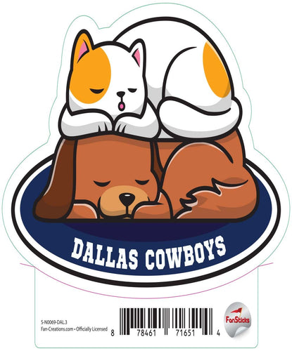 Fan Creations Decal Dallas Cowboys 3in Decal Cat & Dog Napping