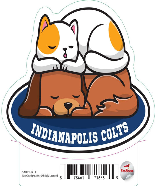 Fan Creations Decal Indianapolis Colts 3in Decal Cat & Dog Napping