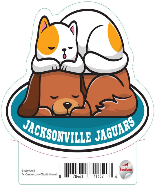 Fan Creations Decal Jacksonville Jaguars 3in Decal Cat & Dog Napping