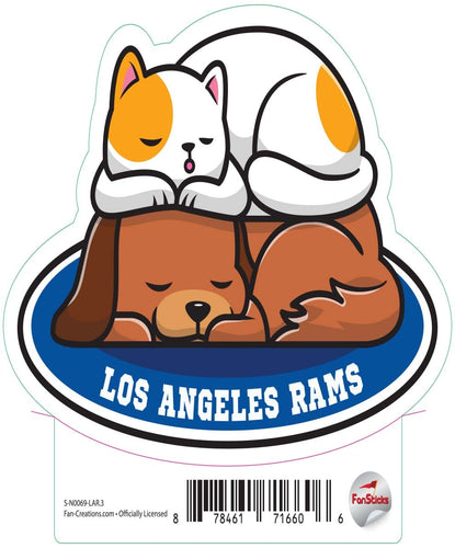 Fan Creations Decal Los Angeles Rams 3in Decal Cat & Dog Napping
