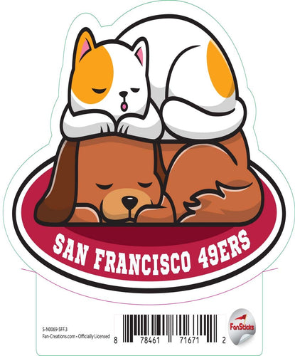 Fan Creations Decal San Francisco 49ers 3in Decal - Cat & Dog Napping