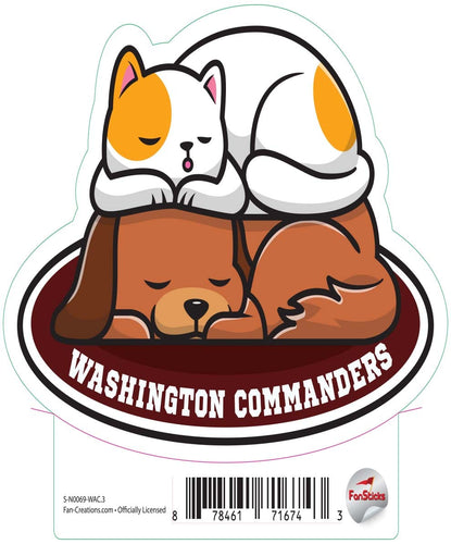 Fan Creations Decal Washington Commanders 3in Decal - Cat & Dog Napping