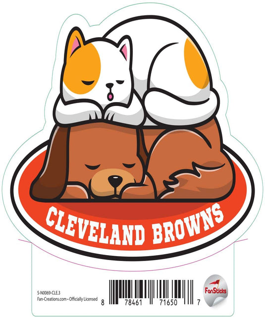 Fan Creations Decal Cleveland Browns 3in Decal Cat & Dog Napping