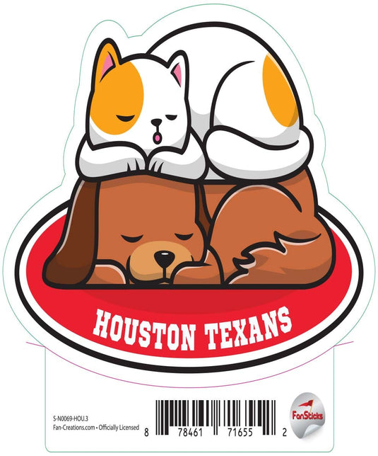 Fan Creations Decal Houston Texans 3in Decal Cat & Dog Napping