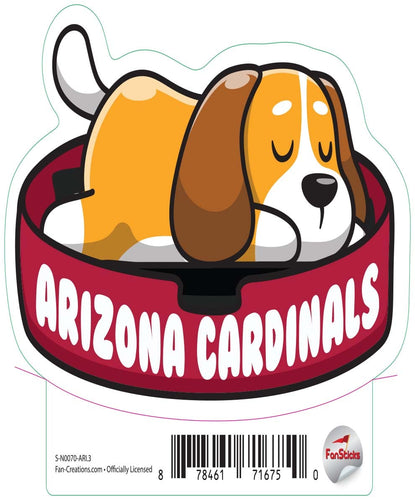 Fan Creations Decal Arizona Cardinals 3in Decal Dog Napping