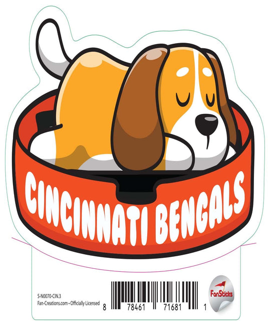 Fan Creations Decal Cincinnati Bengals 3in Decal Dog Napping