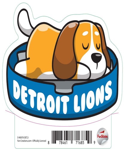 Fan Creations Decal Detroit Lions 3in Decal Dog Napping