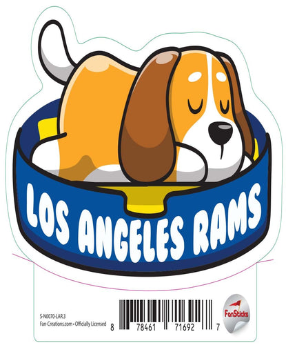 Fan Creations Decal Los Angeles Rams 3in Decal Dog Napping