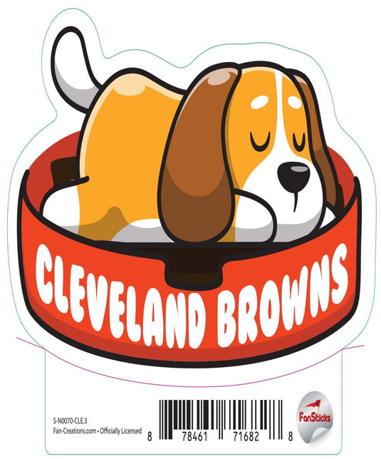 Fan Creations Decal Cleveland Browns 3in Decal Dog Napping
