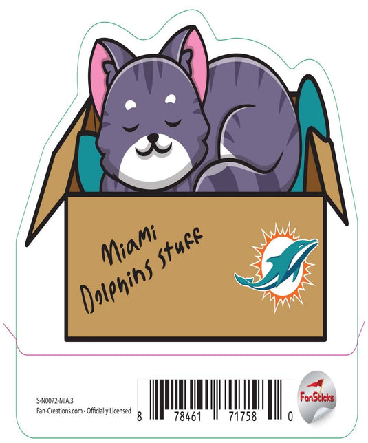 Fan Creations Decal Miami Dolphins 3in Decal Cat Napping