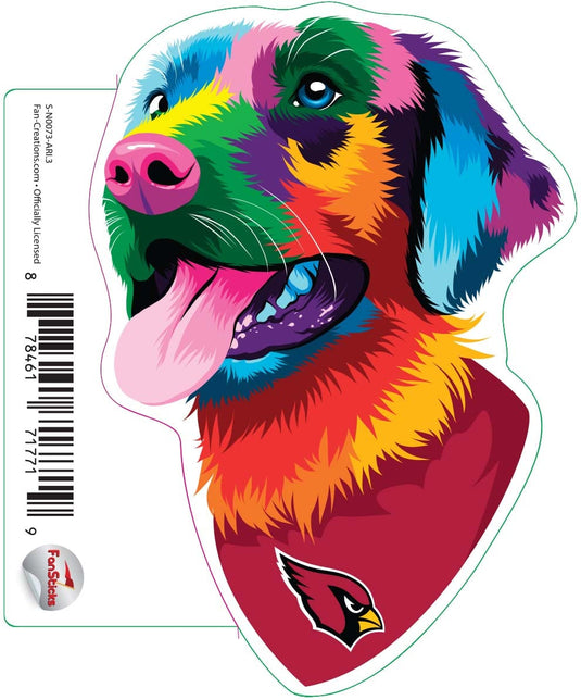 Fan Creations Decal Arizona Cardinals 3in Decal Rainbow Dog Bandana