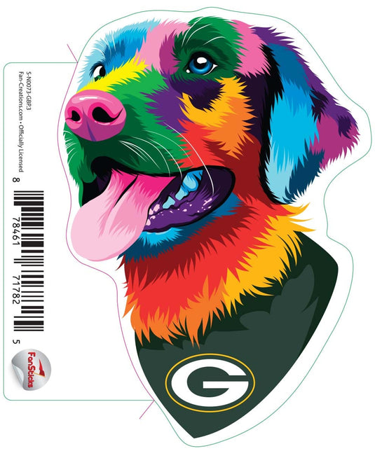 Fan Creations Decal Green Bay Packers 3in Decal Rainbow Dog Bandana
