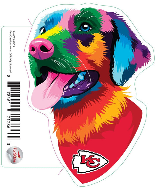 Fan Creations Decal Kansas City Chiefs 3in Decal Rainbow Dog Bandana