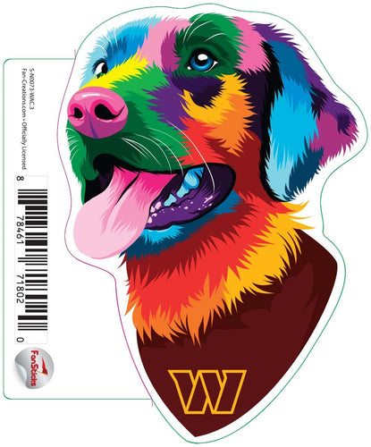 Fan Creations Decal Washington Commanders 3in Decal - Rainbow Dog Bandana