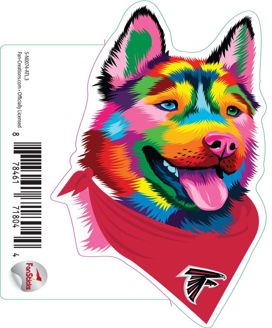 Fan Creations Decal Atlanta Falcons 3in Decal Rainbow Husky Bandana