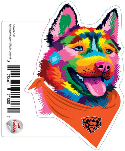 Fan Creations Decal Chicago Bears 3in Decal Rainbow Husky Bandana