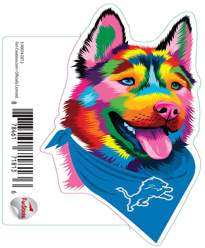 Fan Creations Decal Detroit Lions 3in Decal Rainbow Husky Bandana