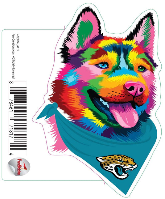 Fan Creations Decal Jacksonville Jaguars 3in Decal Rainbow Husky Bandana