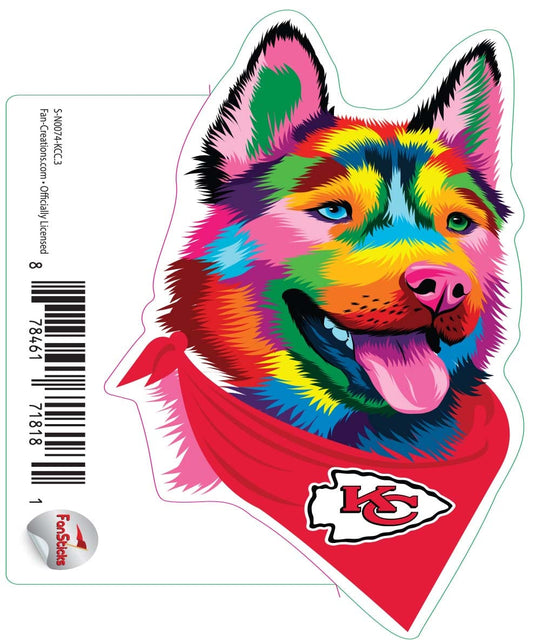 Fan Creations Decal Kansas City Chiefs 3in Decal Rainbow Husky Bandana