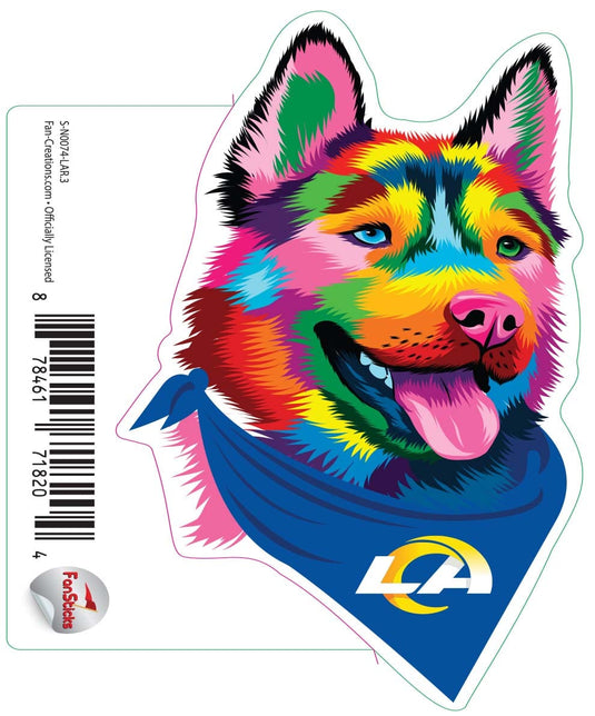 Fan Creations Decal Los Angeles Rams 3in Decal Rainbow Husky Bandana