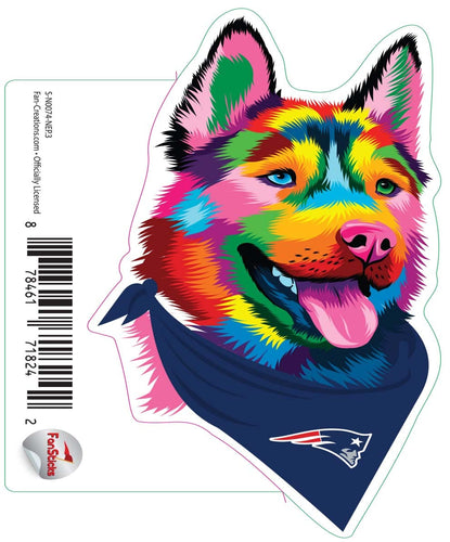 Fan Creations Decal New England Patriots 3in Decal Rainbow Husky Bandana