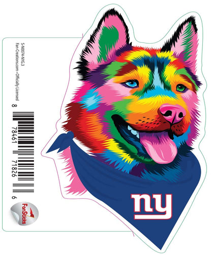 Fan Creations Decal New York Giants 3in Decal Rainbow Husky Bandana
