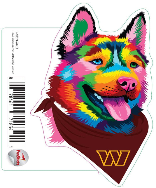 Fan Creations Decal Washington Commanders 3in Decal - Rainbow Husky Bandana