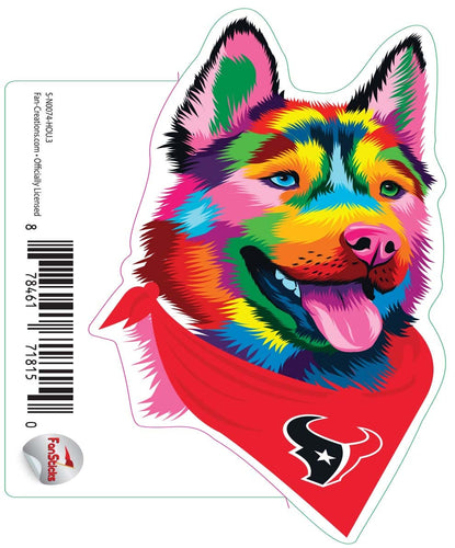 Fan Creations Decal Houston Texans 3in Decal Rainbow Husky Bandana