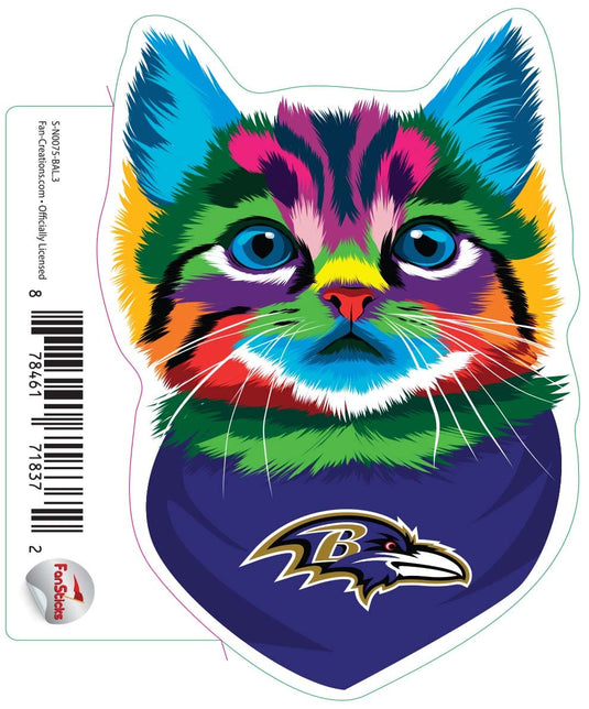 Fan Creations Decal Baltimore Ravens 3in Decal Rainbow Cat Bandana