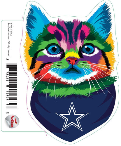 Fan Creations Decal Dallas Cowboys 3in Decal Rainbow Cat Bandana