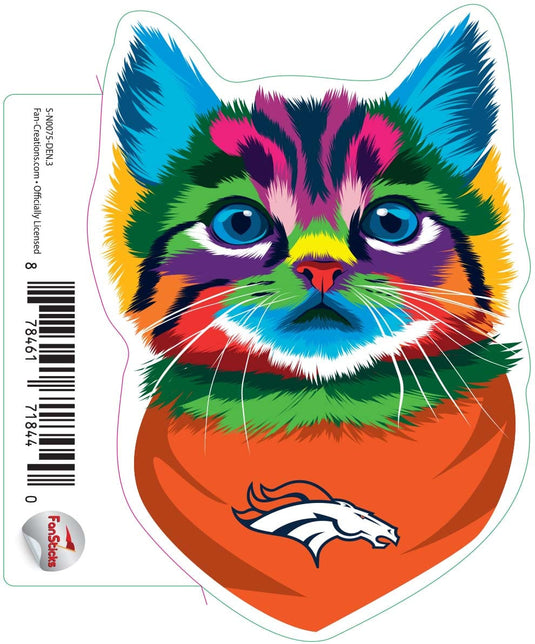 Fan Creations Decal Denver Broncos 3in Decal Rainbow Cat Bandana