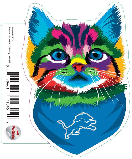 Fan Creations Decal Detroit Lions 3in Decal Rainbow Cat Bandana