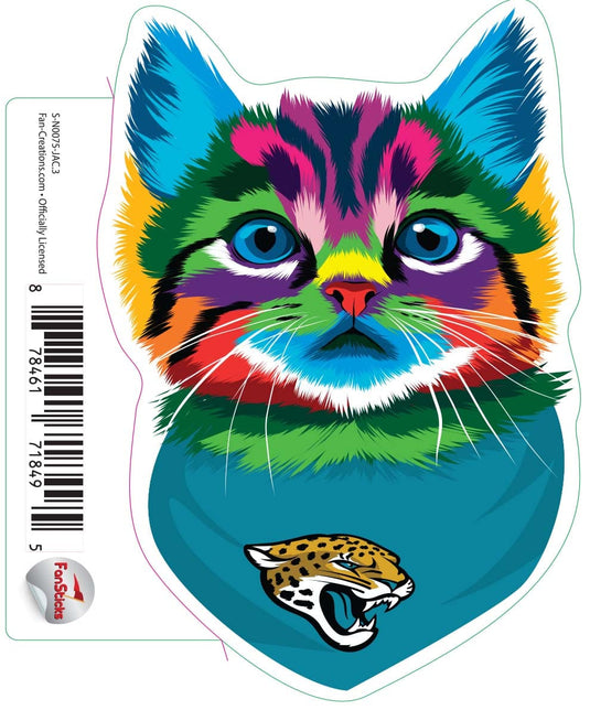 Fan Creations Decal Jacksonville Jaguars 3in Decal Rainbow Cat Bandana