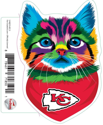 Fan Creations Decal Kansas City Chiefs 3in Decal Rainbow Cat Bandana