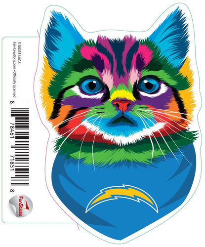 Fan Creations Decal Los Angeles Chargers 3in Decal Rainbow Cat Bandana