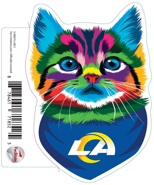 Fan Creations Decal Los Angeles Rams 3in Decal Rainbow Cat Bandana