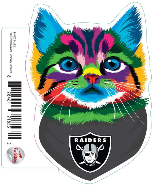 Fan Creations Decal Las Vegas Raiders 3in Decal Rainbow Cat Bandana