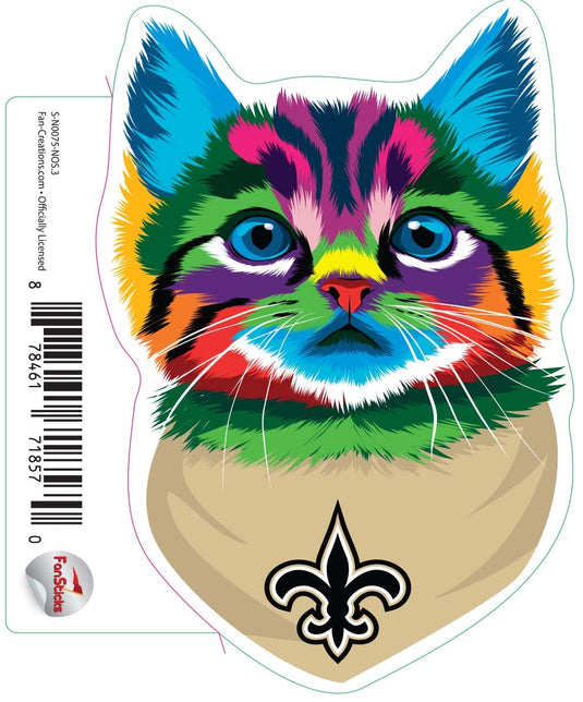 Fan Creations Decal New Orleans Saints 3in Decal Rainbow Cat Bandana